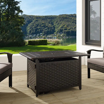 Albany 44" Rectangular Woven Aluminum Convertible Gas Fire Pit Table by Fire Sense/Balkene Home - product image 4 for Resin Society