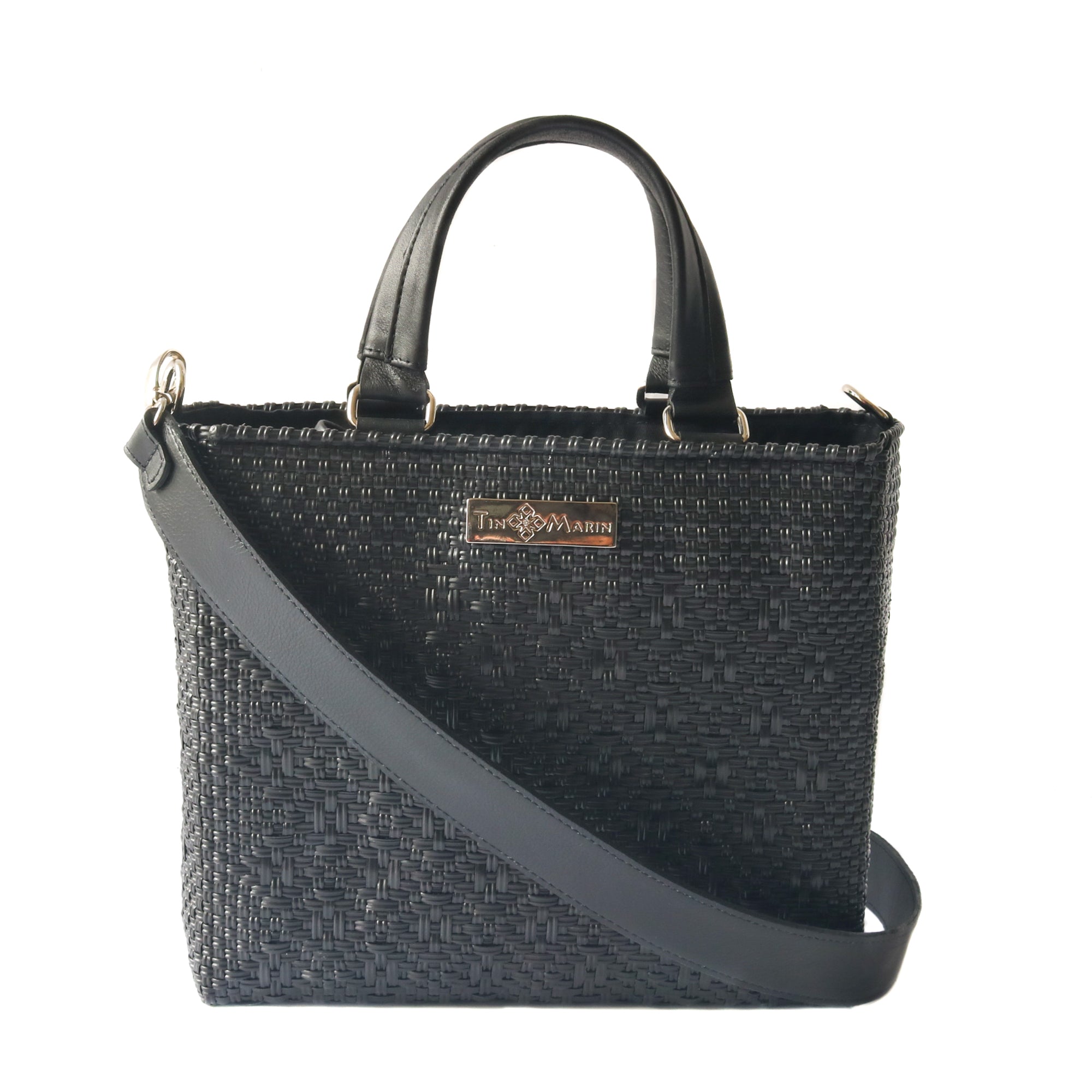 All Black Medium Woven Crossbody Drawstring Bag by Tin Marin Brand - product image 2 for Resin Society
