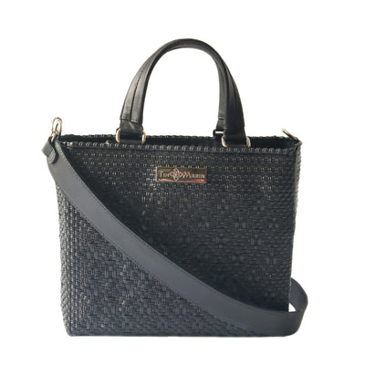 All Black Medium Woven Crossbody Drawstring Bag by Tin Marin Brand - product image 2 for Resin Society