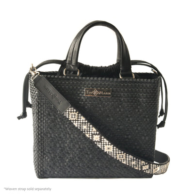 All Black Medium Woven Crossbody Drawstring Bag by Tin Marin Brand - product image 3 for Resin Society