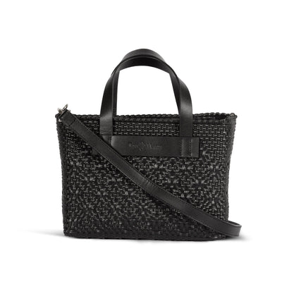 All Black Small Woven Crossbody Bag by Tin Marin Brand - main product image for Resin Society