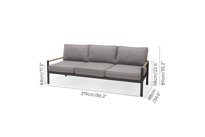 Amber Teak and Aluminum 3-Seater Sofa by LifestyleGarden US - product image 8 for Resin Society
