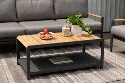 Amber Teak and Aluminum Rectangular Coffee Table by LifestyleGarden US - product image 2 for Resin Society