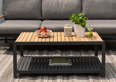 Amber Teak and Aluminum Rectangular Coffee Table by LifestyleGarden US - main product image for Resin Society