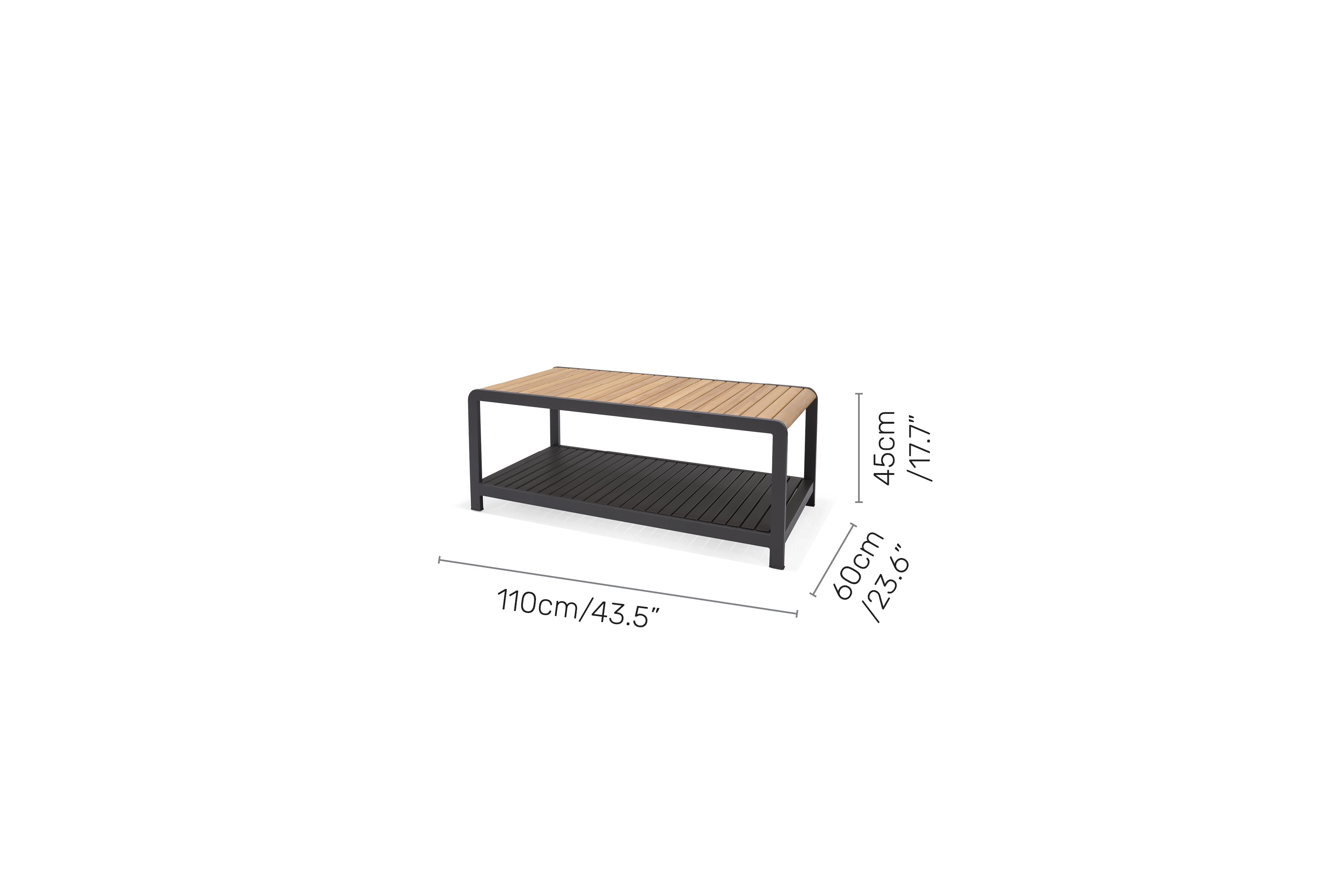 Amber Teak and Aluminum Rectangular Coffee Table by LifestyleGarden US - product image 9 for Resin Society
