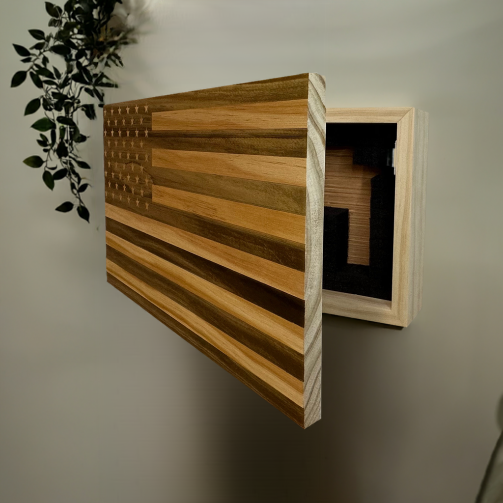 American Flag Hidden Gun Storage Decorative & Secure Wall-Mounted by Bellewood Designs - product image 2 for Resin Society