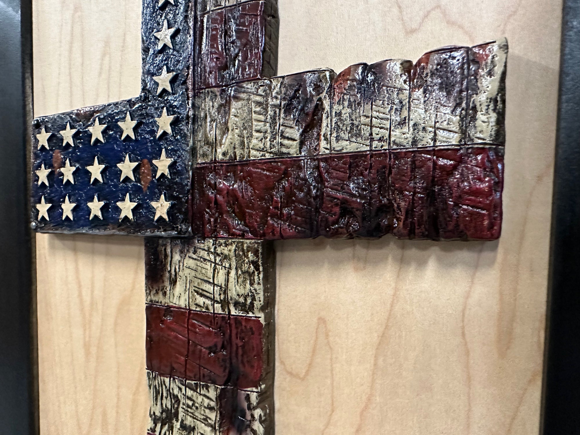 American Flag Cross Decorative Wall-Mounted Secure Gun Cabinet by Bellewood Designs - product image 15 for Resin Society