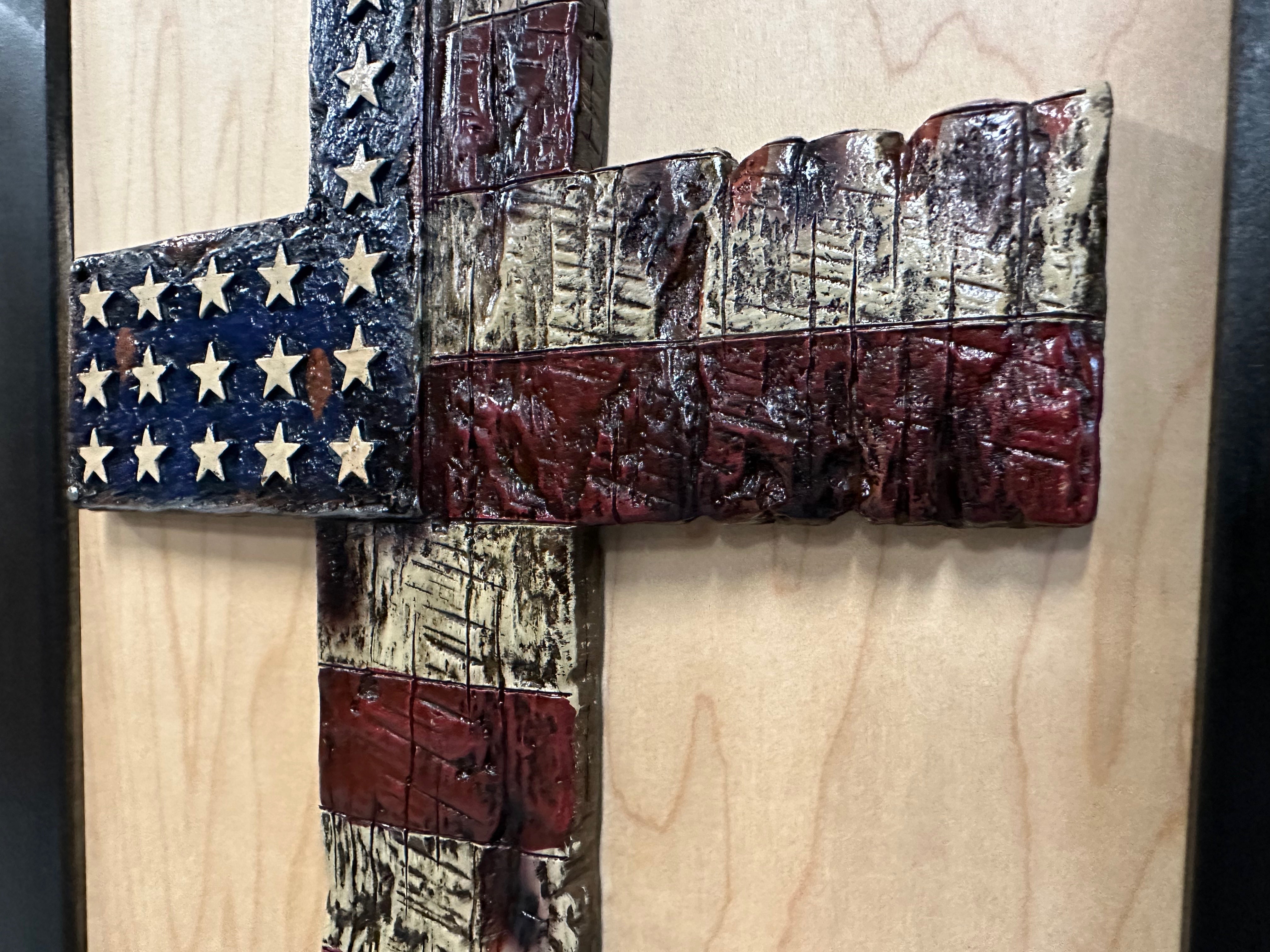American Flag Cross Decorative Wall-Mounted Secure Gun Cabinet by Bellewood Designs - product image 15 for Resin Society