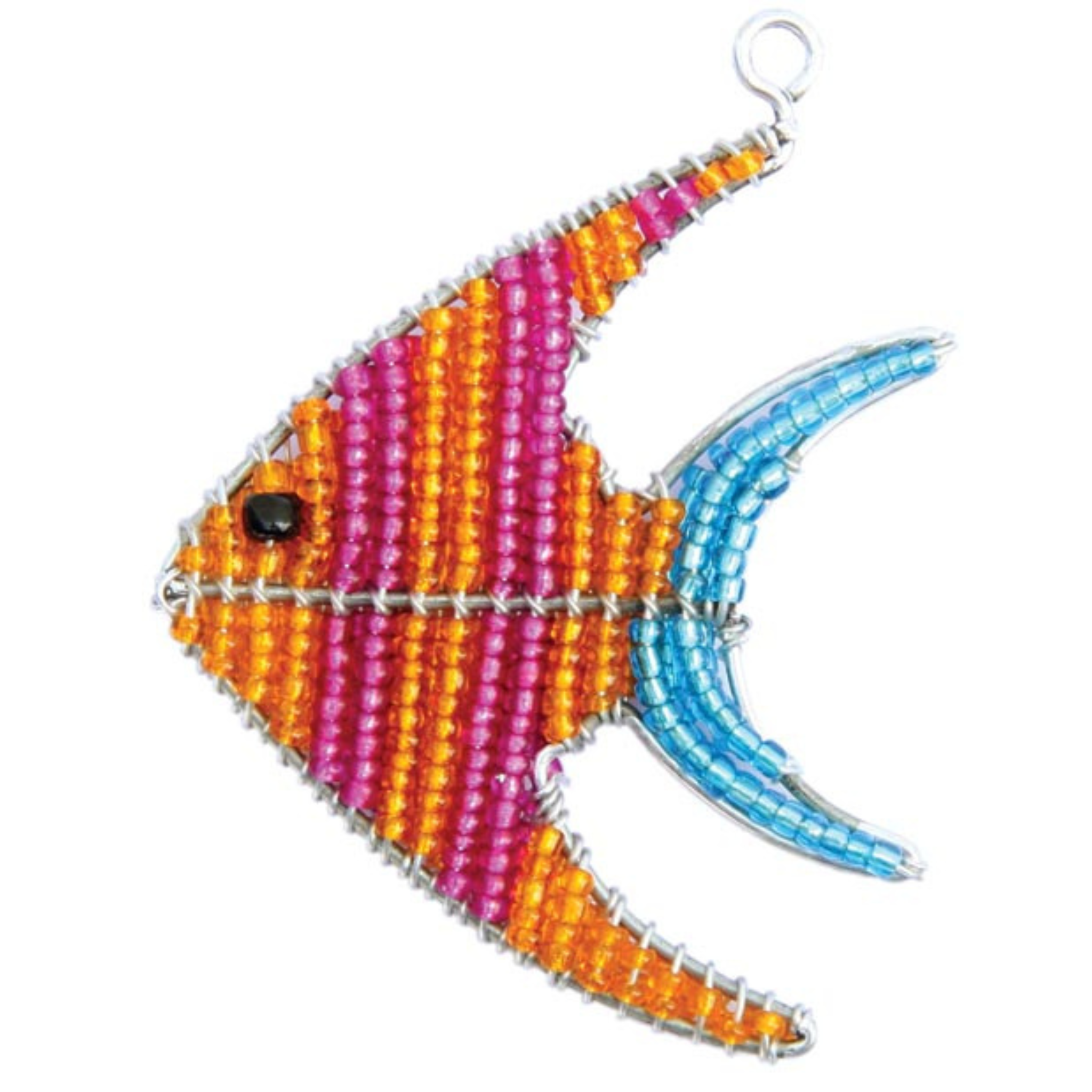 Handmade Beaded Angel Fish Keyring â€“ Haitian Artisan Gift.