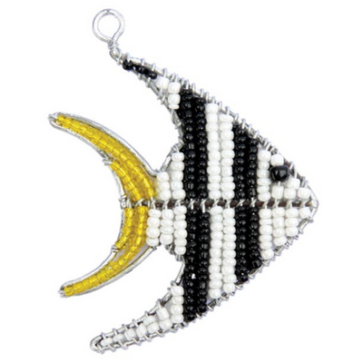 Handmade Beaded Angel Fish Keyring â€“ Haitian Artisan Gift.