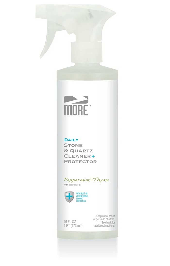 Bottle of MORE® Stone & Quartz Cleaner with Antimicrobial Protection, 16 oz size, Lavender Verbena scent