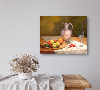 Apples on Table Artist Enhanced Canvas Print by John Beard Collection - product image 2 for Resin Society