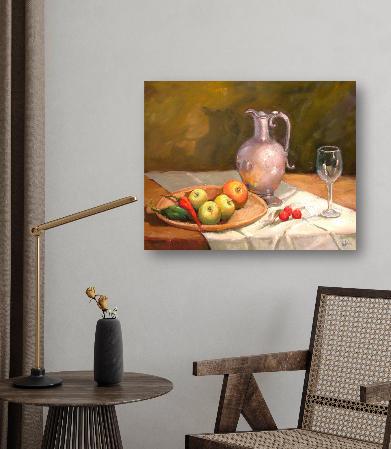 Apples on Table Artist Enhanced Canvas Print by John Beard Collection - product image 3 for Resin Society