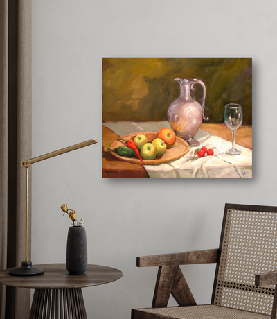 Apples on Table Artist Enhanced Canvas Print by John Beard Collection - product image 3 for Resin Society