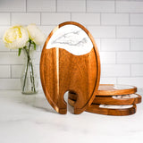 Set of four wine and appetizer trays made of acacia wood with resin details by Lynn & Liana Designs