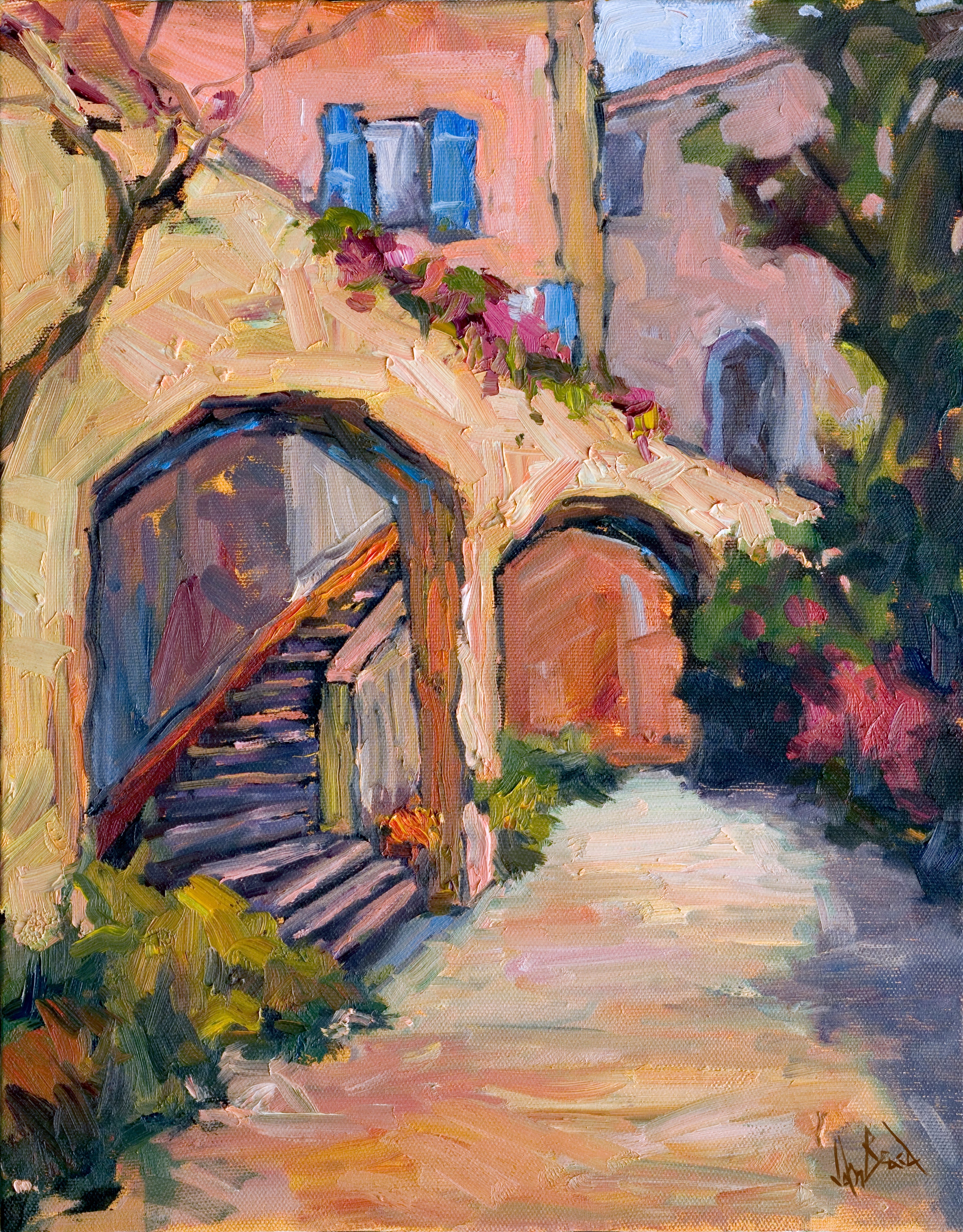 Arches in the Sun canvas print by John Beard showing abstract coastal landscape with arches in sunlight