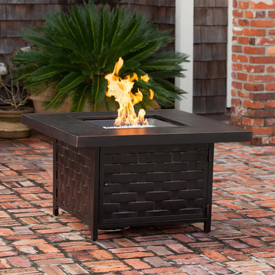Armstrong 42" Square Basketweave Aluminum Convertible Gas Fire Pit Table by Fire Sense/Balkene Home - product image 2 for Resin Society