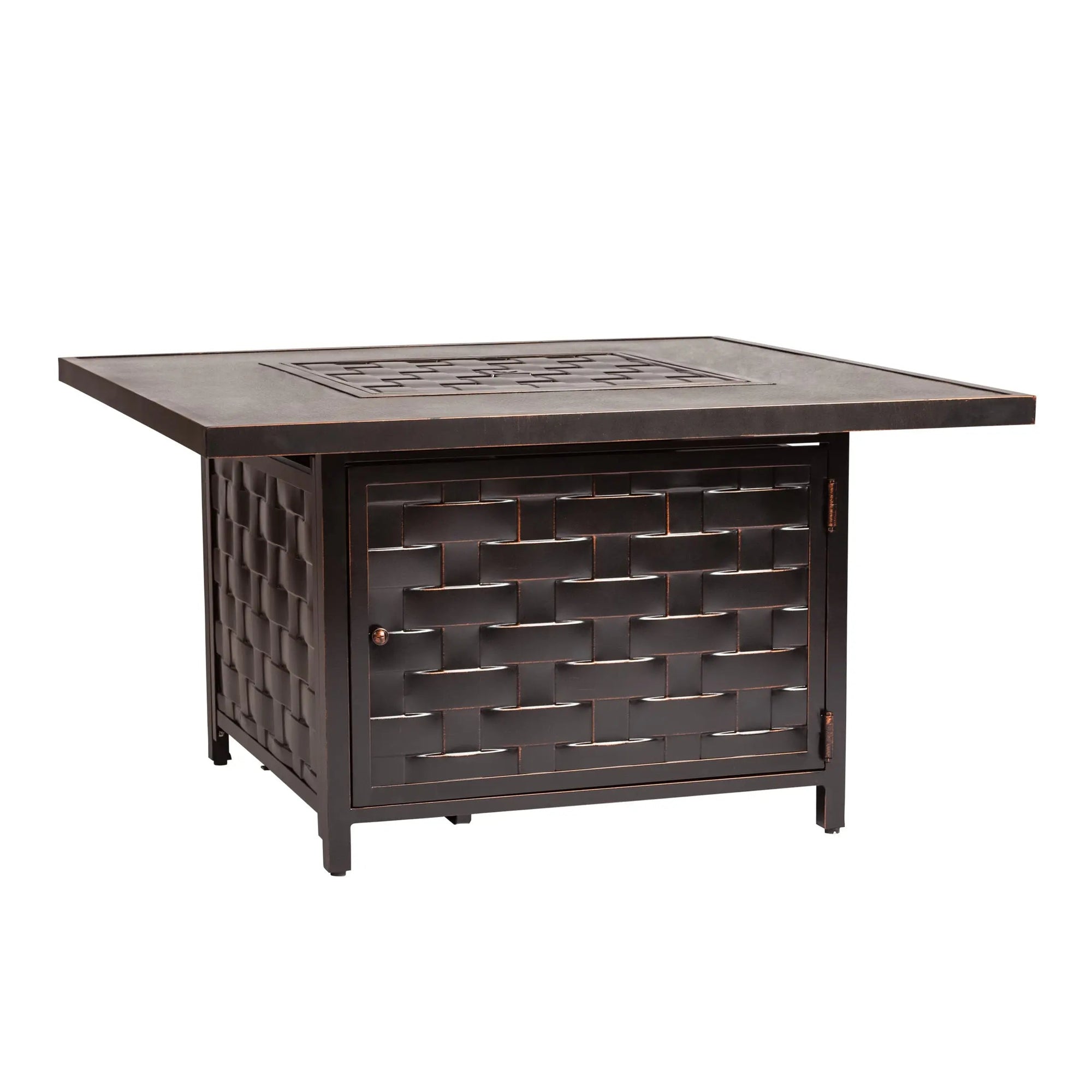 Armstrong 42" Square Basketweave Aluminum Convertible Gas Fire Pit Table by Fire Sense/Balkene Home - main product image for Resin Society