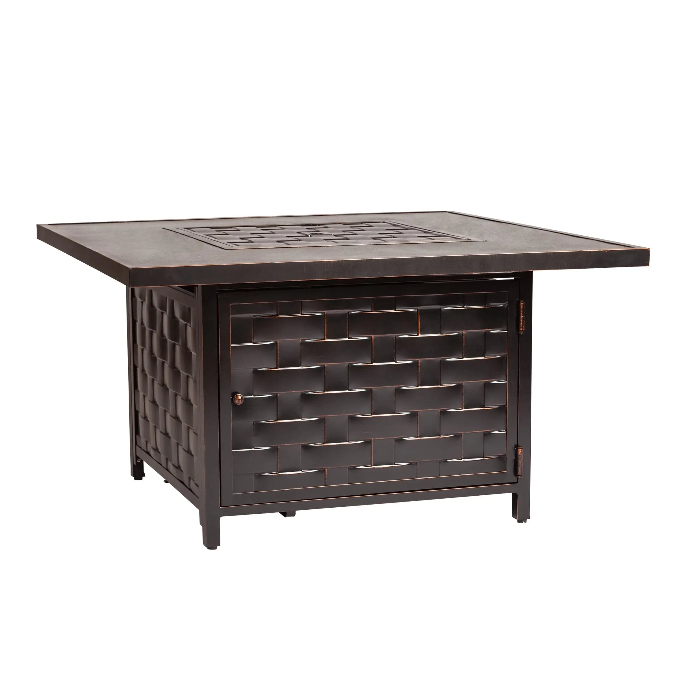 Armstrong 42" Square Basketweave Aluminum Convertible Gas Fire Pit Table by Fire Sense/Balkene Home - main product image for Resin Society