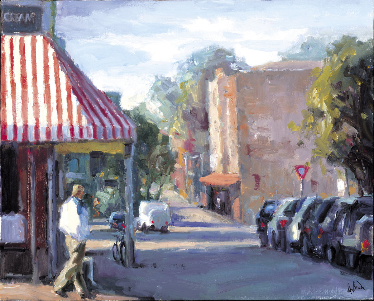 Around the Corner artist enhanced canvas print featuring abstract coastal landscape with framing options
