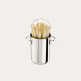 CRISTEL USA asparagus pot with glass lid shown from front angle in kitchen setting