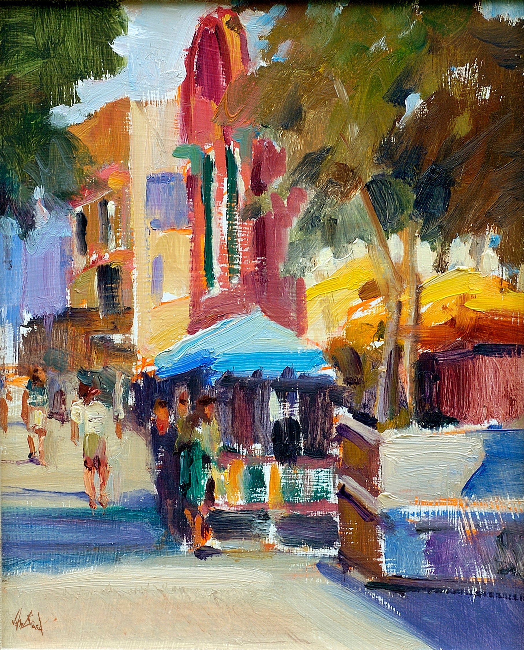 Athens Street Scene Artist Enhanced Canvas Print by John Beard Collection - main product image for Resin Society