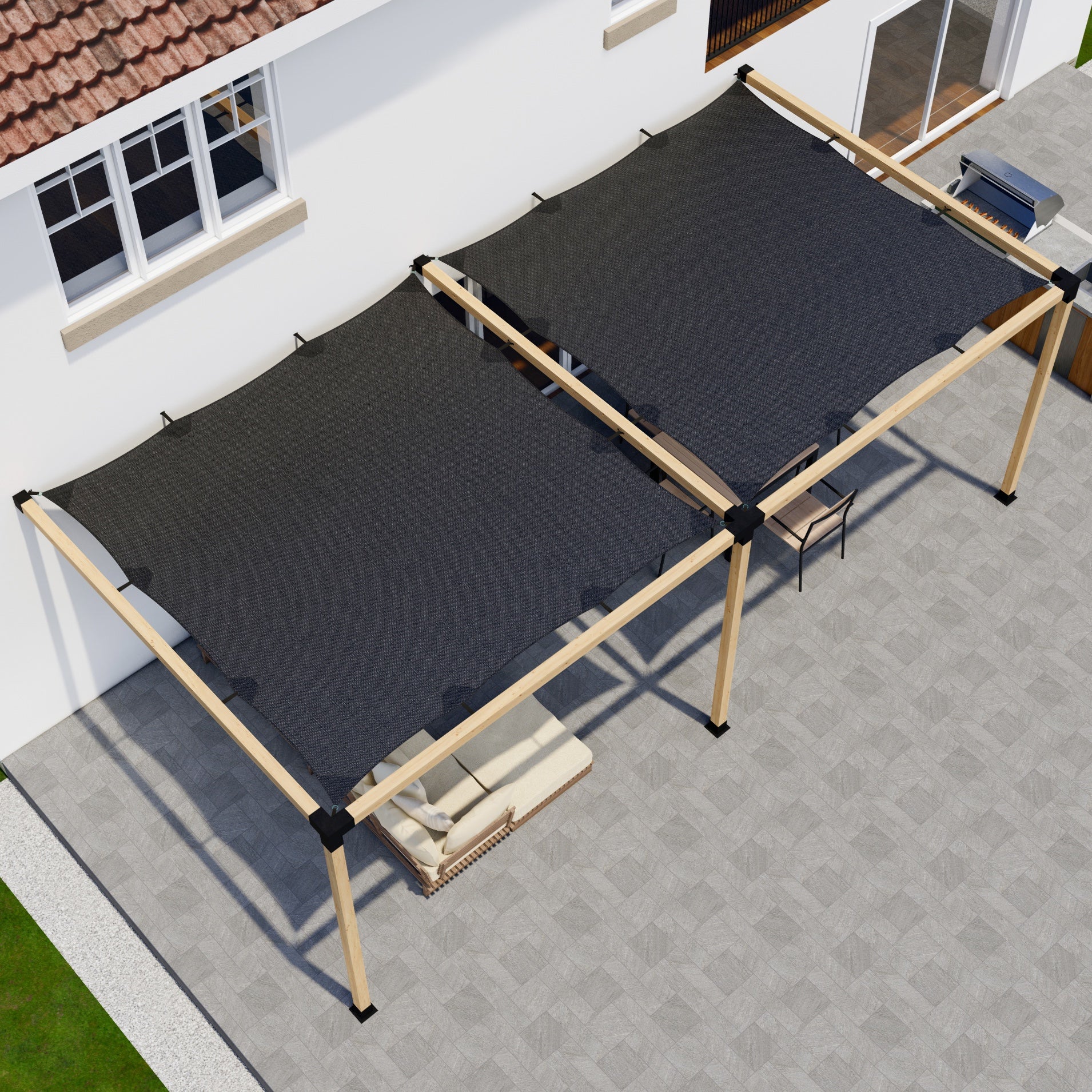 DIY Pergola Kit for an Attached Pergola With Canopies - Any Size Up to