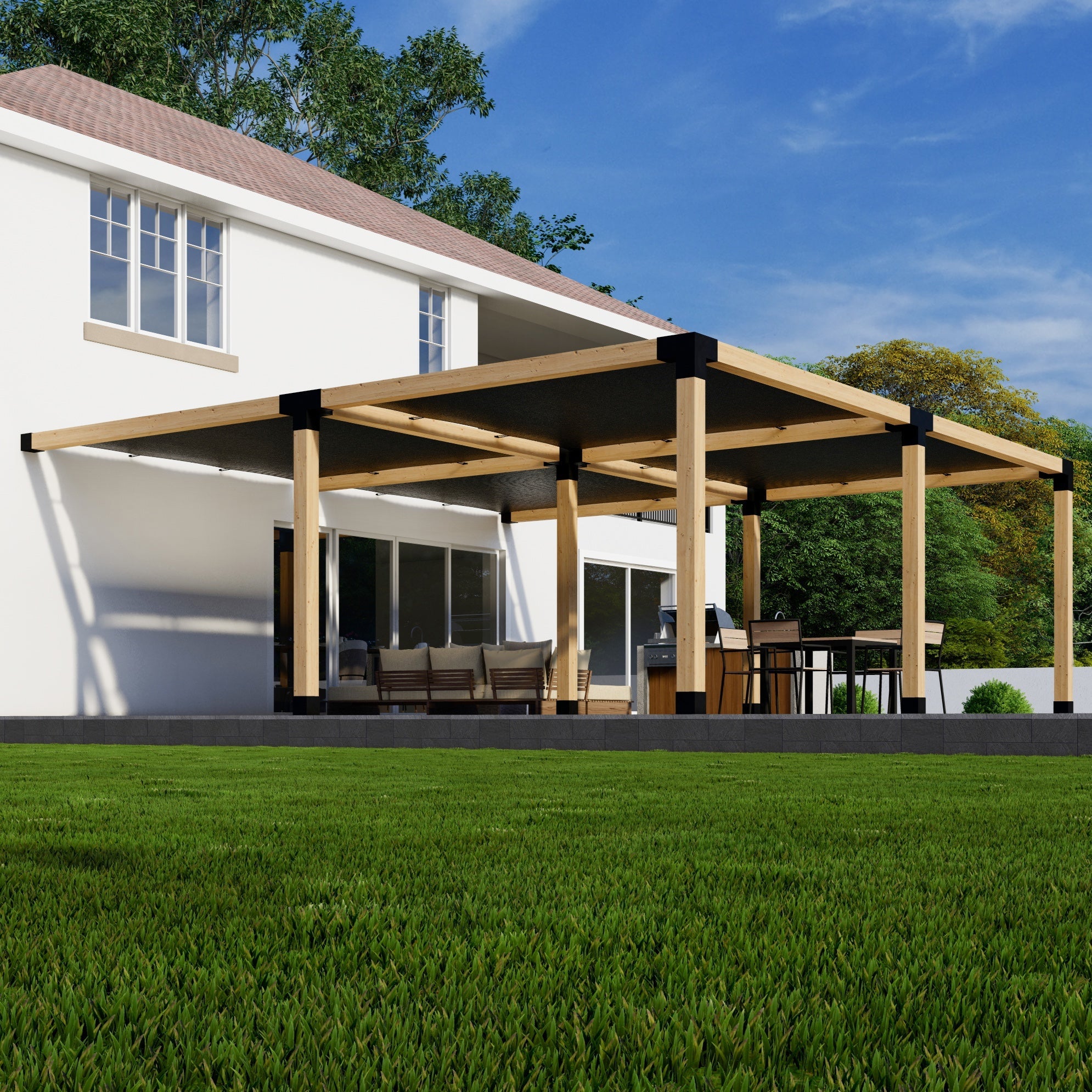 DIY Pergola Kit for an Attached Pergola With Canopies - Any Size Up to