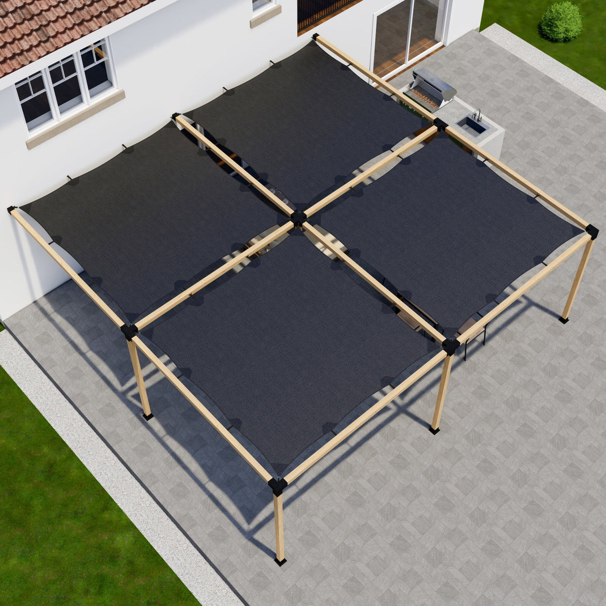 DIY Pergola Kit for an Attached Pergola With Canopies - Any Size Up to