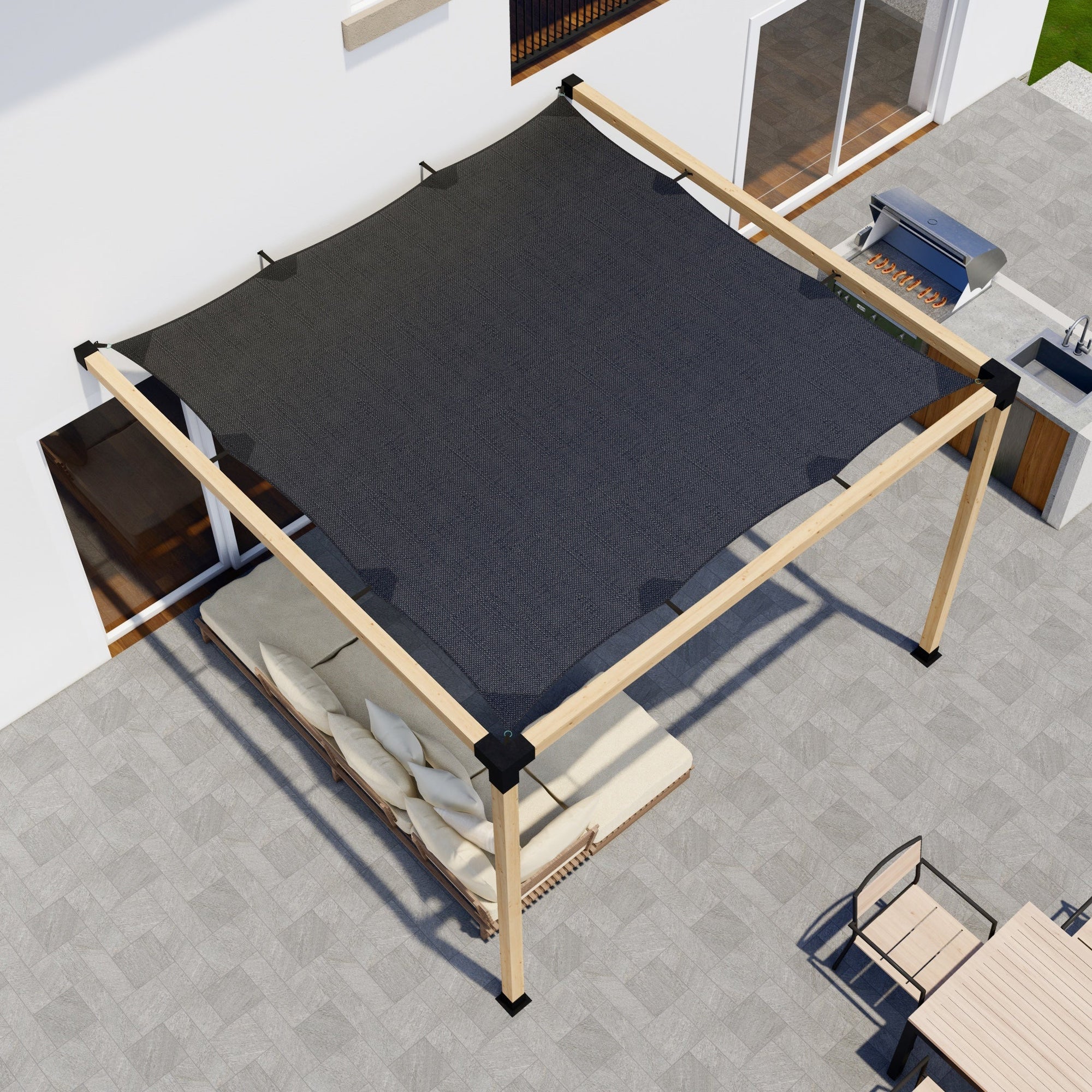 DIY Pergola Kit for an Attached Pergola With Canopy - Any Size Up to