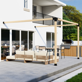 DIY Pergola Bracket Kit framing components and assembled frame options