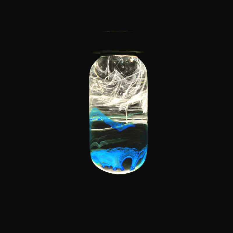 EP Light Blue Decorative Resin LED Lamp with wooden base
