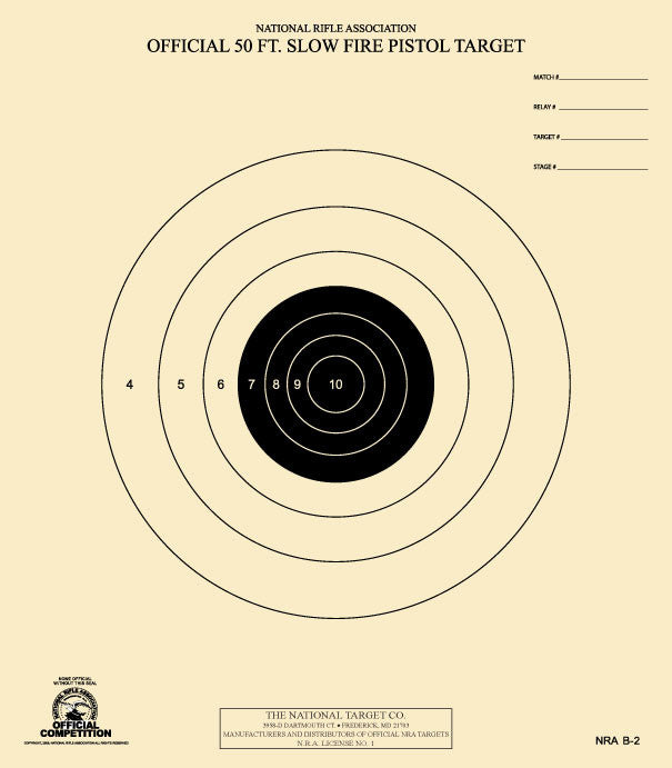 B-2 official NRA slow fire shooting target showing precision rings