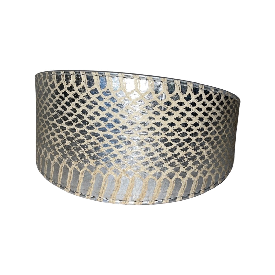 Stunning Silver Snake 3” Wide Style Collar With Silver Hardware by Allysa Payne Beverly Hills - main product image for Resin Society
