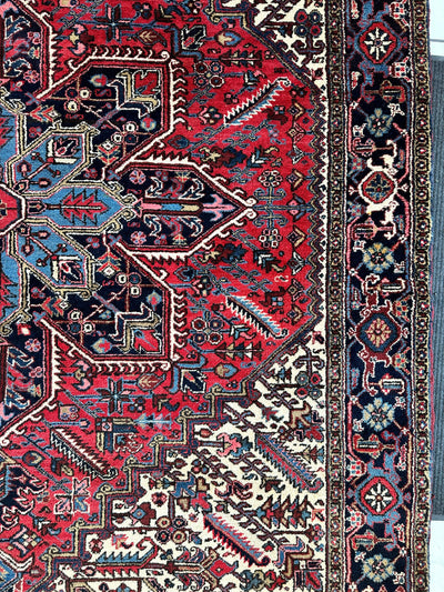 Hand-Knotted Persian Heriz Wool Rug – 9’ x 12’ – Geometric Medallion by Rugistan - product image 10 for Resin Society