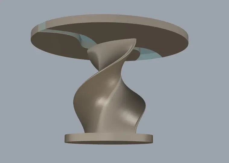 Round epoxy resin dining table with walnut wooden vortex base