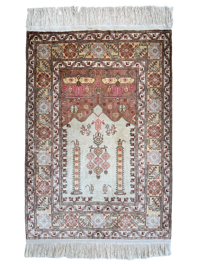 Luxurious Hand-Knotted Pure Silk Turkish Kayseri Rug – Intricate Floral by Rugistan - main product image for Resin Society
