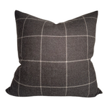 Bancroft Wool Pillow Cover in sable brown showing rich texture and neutral linen back