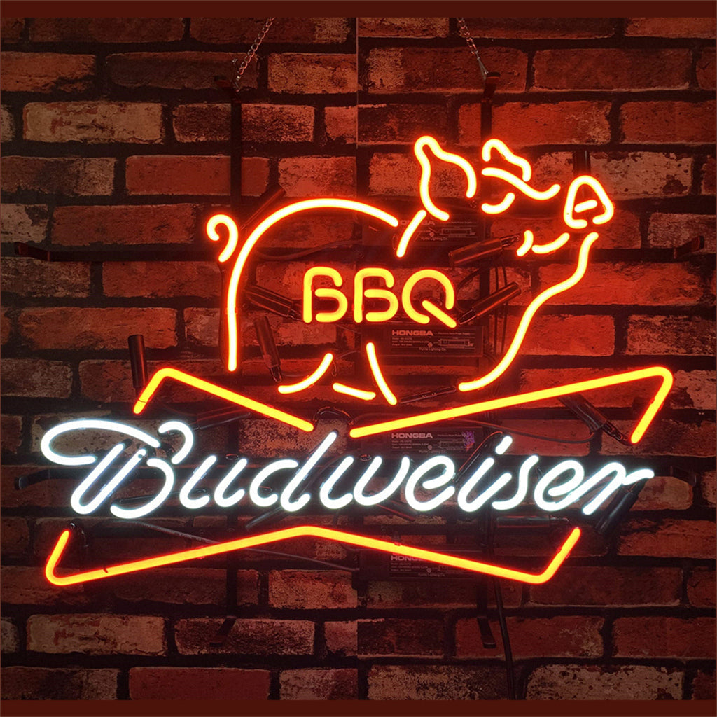 Pig BBQ Budweiser Beer Neon Sign Light by Neon Signs Land - main product image for Resin Society