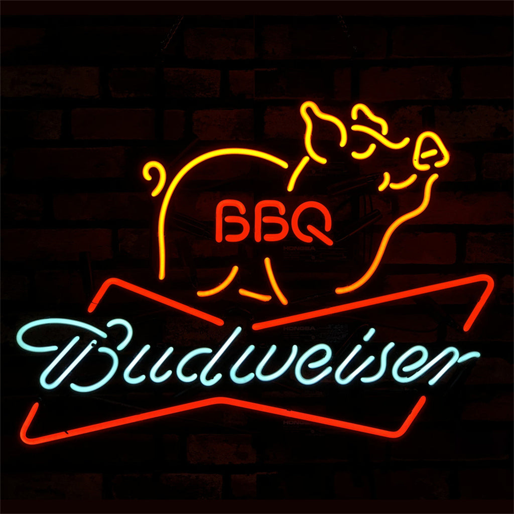 Pig BBQ Budweiser Beer Neon Sign Light by Neon Signs Land - product image 3 for Resin Society