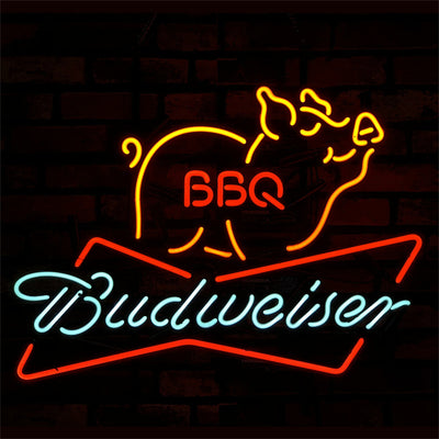 Pig BBQ Budweiser Beer Neon Sign Light by Neon Signs Land - product image 3 for Resin Society