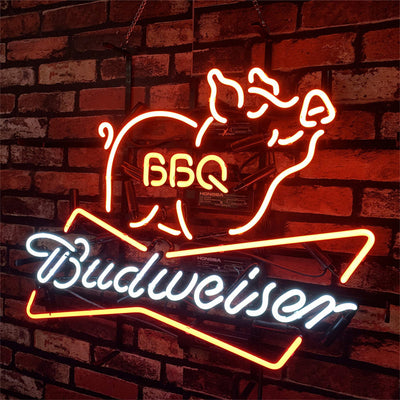 Pig BBQ Budweiser Beer Neon Sign Light by Neon Signs Land - product image 4 for Resin Society