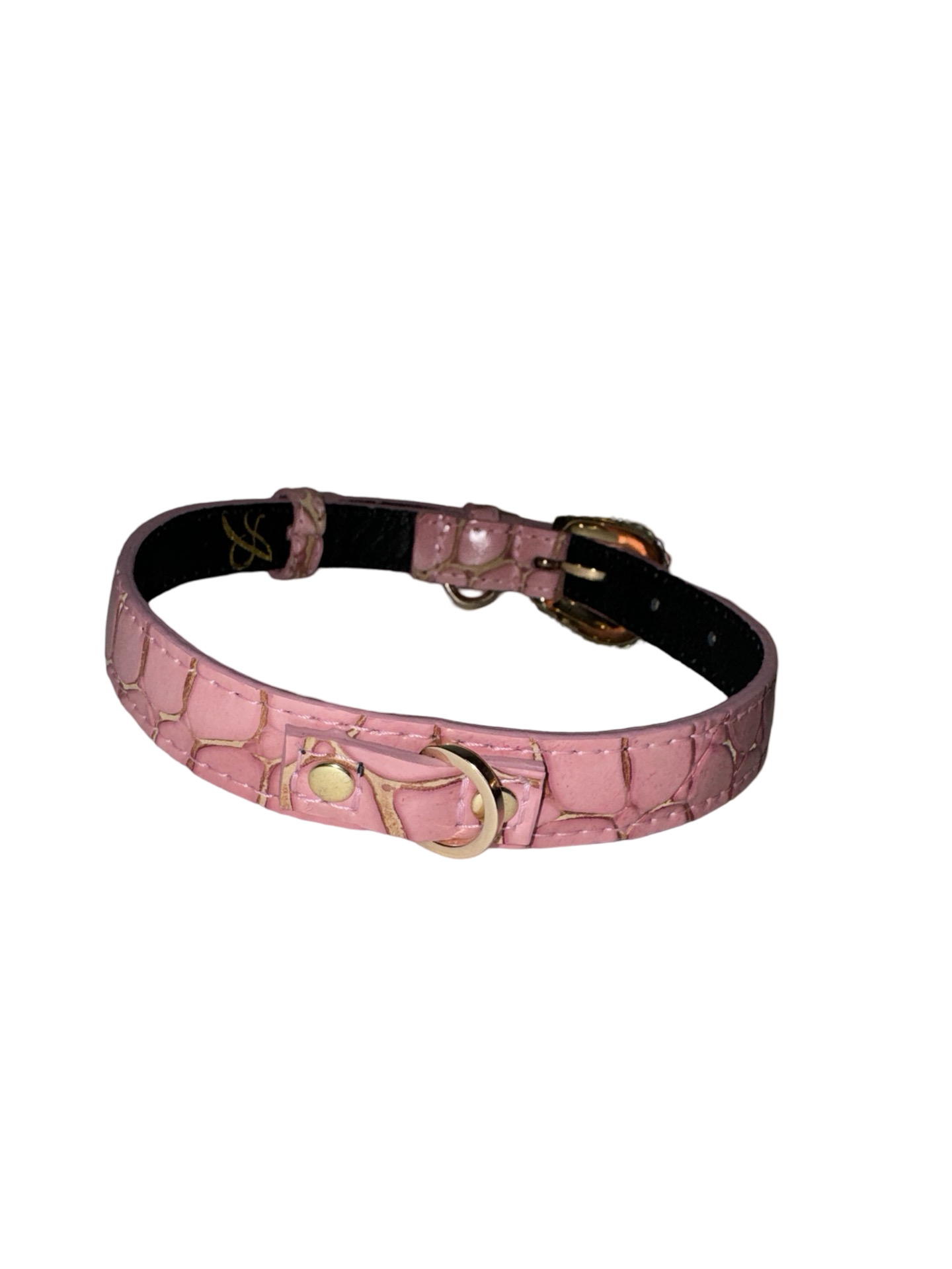 Soft Pink Embossed Croc Italian Leather Collar