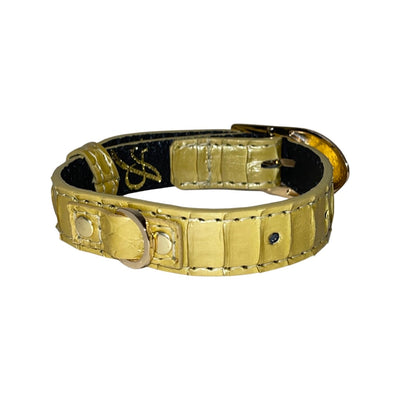 XS/S 7”-14” Light Yellow Patent Custom Snake Collar/Custom Gold Italian by Allysa Payne Beverly Hills - product image 3 for Resin Society