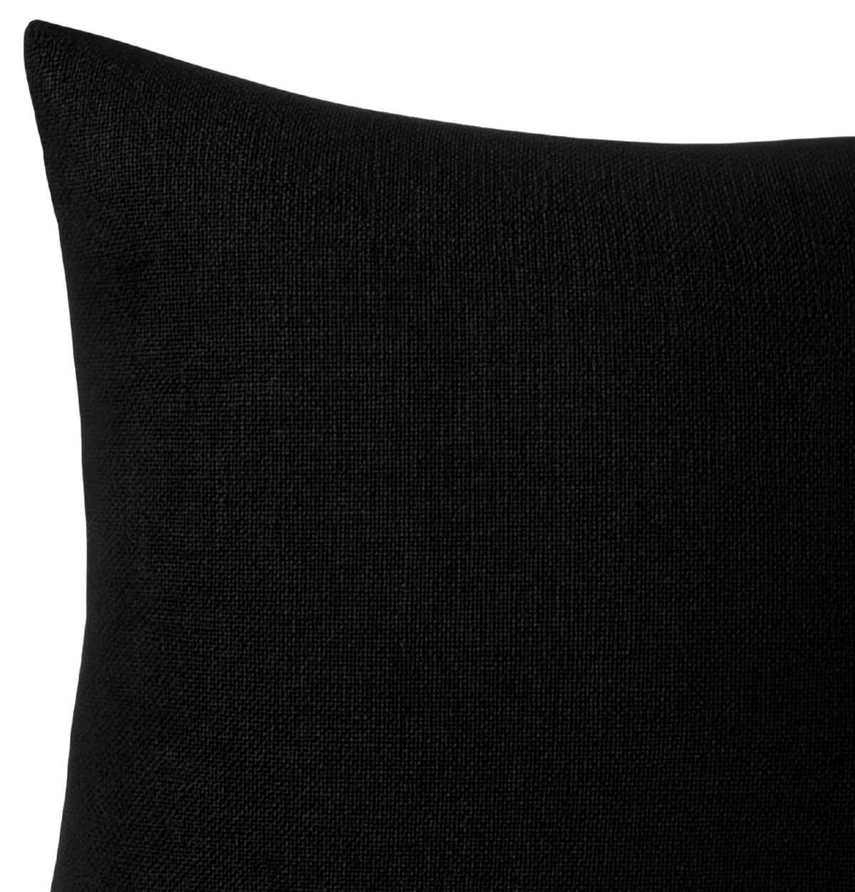 Square black pillow cover with subtle raised dash patterns creating texture on woven fabric, shown in close-up against a white background.