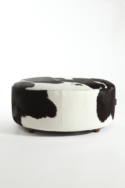 Round Cowhide Ottoman by Homelosophy