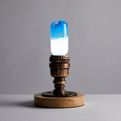 EP Light Blue Resin LED Bulb with unique handcrafted blue resin design