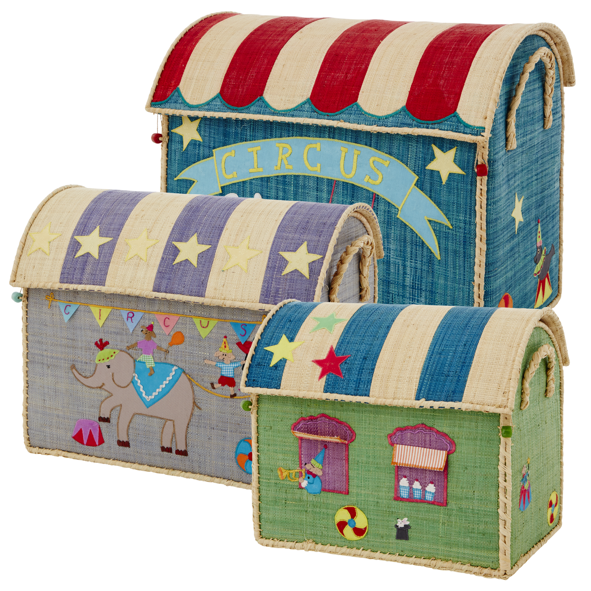 Raffia Storage House - Circus theme Set of 3 by Rice By Rice - main product image for Resin Society