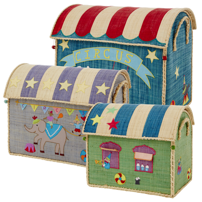 Raffia Storage House - Circus theme Set of 3 by Rice By Rice - main product image for Resin Society