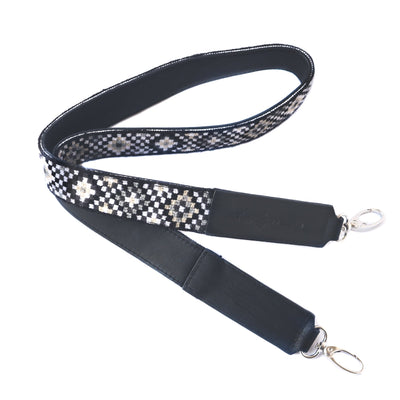 Mai Woven Bag Strap - Black & White with Leather by Tin Marin Brand - product image 4 for Resin Society
